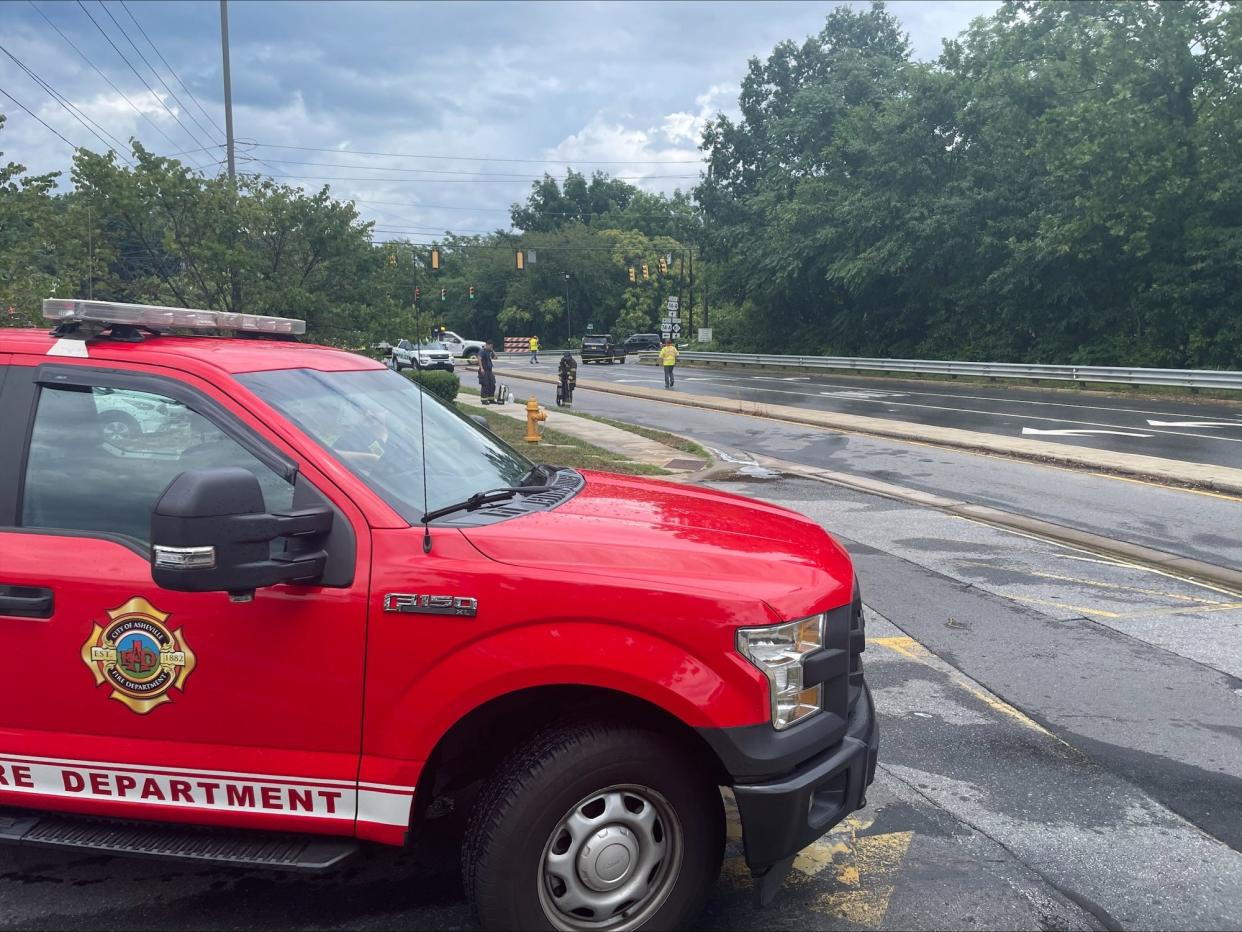 The site of a fatal accident where a cyclist died on Swannanoa River Road on July 18, 2024.