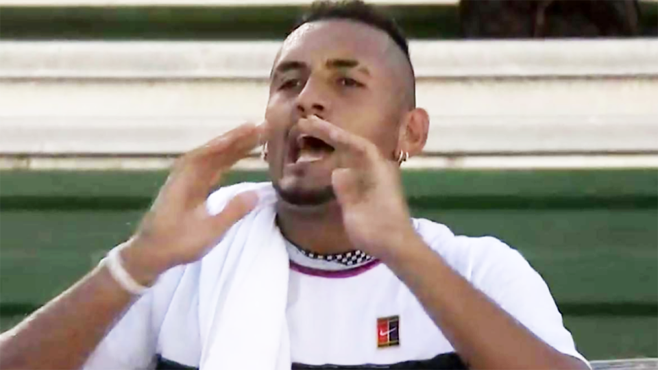 Kyrgios berated the fan during a changeover. Image: Tennis TV