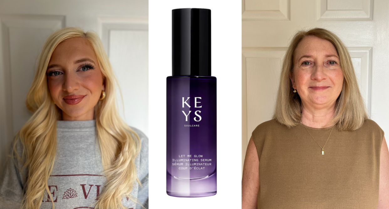 Keys Soulcare Let Me Glow Illuminating Serum review: Mom and writer Samantha Vecchiarelli testing serum under makeup