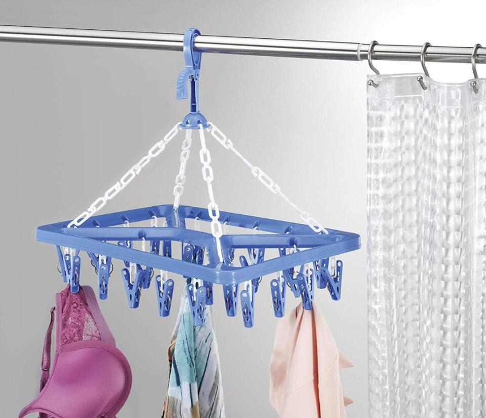 A fast way to hang your air-dry essentials like tights, bras, undies and lingerie. <strong><a href="https://www.amazon.com/Whitmor-Clip-Drip-Hanger-Hanging/dp/B0001E839U?tag=thehuffingtonp-20" target="_blank" rel="noopener noreferrer">Get it on Amazon, $11</a></strong>.