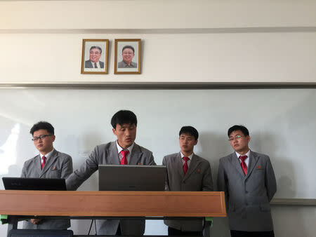 Students of Pyongyang University of Science and Technology (PUST) attend a class at PUST in Pyongyang, North Korea, in this undated picture provided by Yu-Taik Chon, president of Pyongyang University of Science and Technology (PUST) on June 18, 2018. Yu-Taik Chon/Handout via REUTERS
