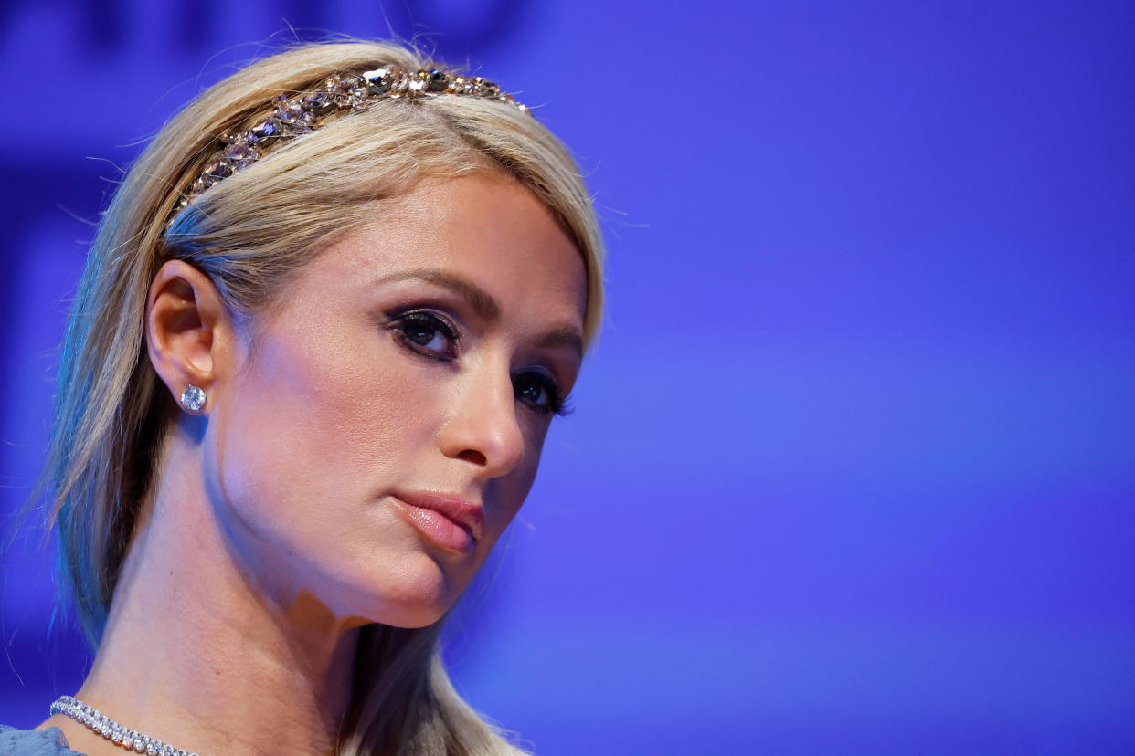 Paris Hilton, Chairwoman and CEO of global media content company and platform 11:11 Media, attends  a conference at the Cannes Lions International Festival of Creativity in Cannes, France, June 21, 2022.    REUTERS/Eric Gaillard