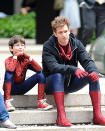 <b>Mini Spidey</b><br> Why have one Spider-Man when you can have one-and-a-half! Even though Andrew Garfield is the star of a big-budget franchise, he's not too big for his blue-and-red britches. The 29-year-old actor spent the better half of his holiday weekend mentoring child co-star Jorge Vegas on the set of "The Amazing Spider-Man 2" in New York.