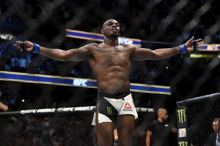 Jon Jones is back and chasing a fight against Brock Lesnar. (Getty)