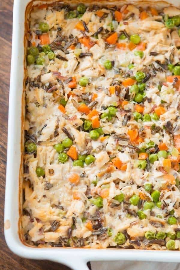 <strong>Get the <a href="https://ohsweetbasil.com/copycat-miltons-creamy-chicken-white-wild-rice-casserole-recipe/" target="_blank">Creamy Chicken With White and Wild Rice Casserole</a> recipe from Oh Sweet Basil</strong>