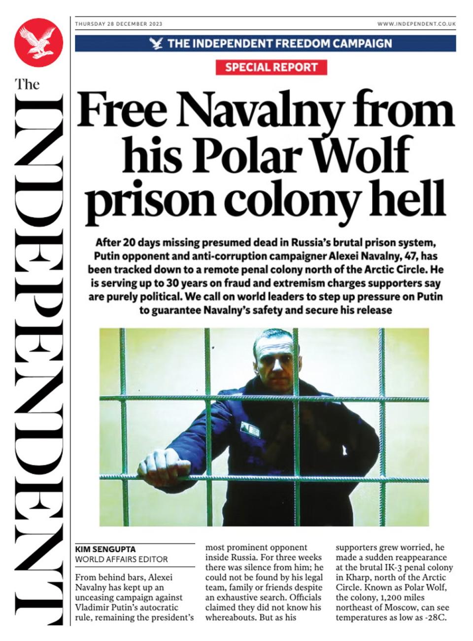 The Independent Daily Edition on 28 December last year (The Independent)