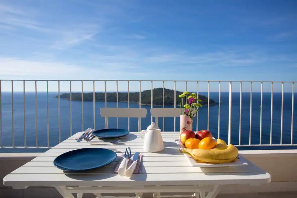 <p>Escape to this sunny apartment overlooking the Lokrum Island for an Airbnb in Dubrovnik with amazing views. You can enjoy breakfast or sundowners on the terrace, relax on the chaise longue in the living room and make the most of a calm location at the eastern entrance of Dubrovnik's old town.</p><p><strong>Sleeps:</strong> 4</p><p><strong>Price:</strong> £93 per night</p><p><a class="link " href="https://airbnb.pvxt.net/DVQE9o" rel="nofollow noopener" target="_blank" data-ylk="slk:SEE INSIDE;elm:context_link;itc:0;sec:content-canvas">SEE INSIDE</a></p>