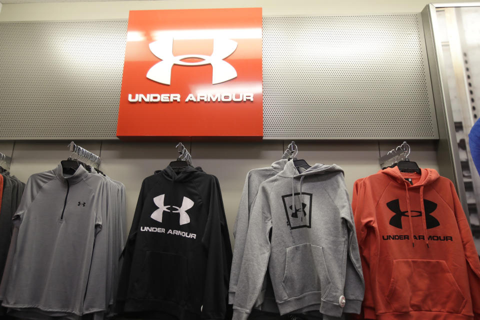 Under Armour clothes are displayed at a Kohl's store in Colma, Calif., Friday, Nov. 29, 2019. (AP Photo/Jeff Chiu)