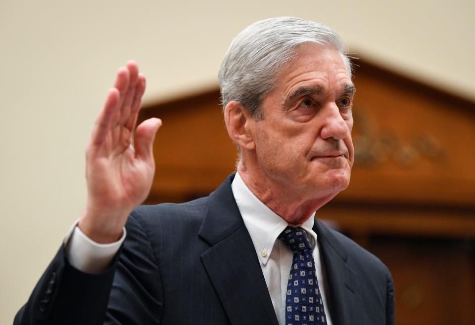 Former Special Counsel Robert S. Mueller, III is sworn in before testifying to House Judiciary Committee on ‘Oversight of the Report on the Investigation into Russian Interference in the 2016 Presidential Election.’ Mueller - who investigated alleged Russian interference during the 2016 presidential election - said in May that his report ‘speaks for itself.’ 