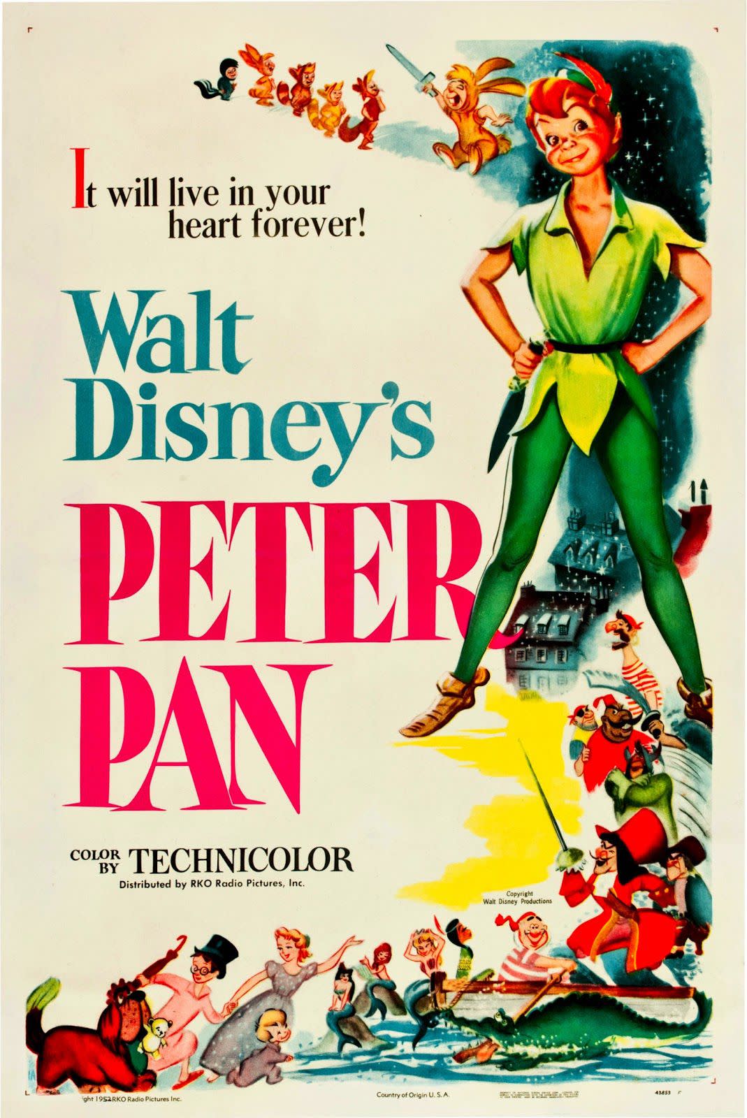 Movie poster for the 1953 film Peter Pan