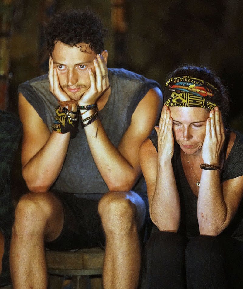 Benji Wilson was dramatically voted off last night after it came to a showdown between himself and Sharn. Source: Twitter/ Australian Survivor