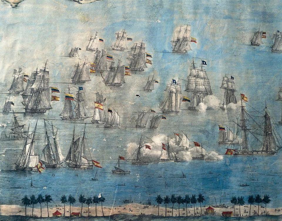 Pintura de la Batalla Naval del Lago de Maracaibo.