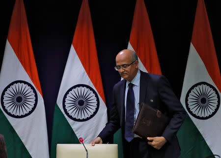 India's Foreign Secretary Vijay Gokhale arrives for a media briefing in New Delhi, February 26, 2019. REUTERS/Adnan Abidi