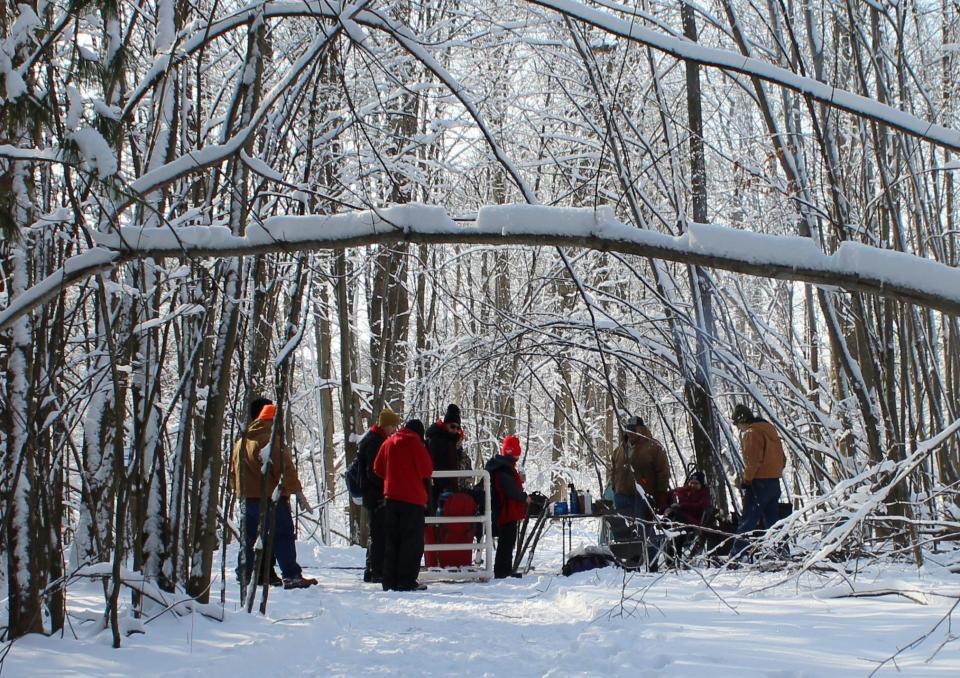 More than 125 Boy Scouts participated in the Klondike Derby on Saturday at Carleton Sportsmen’s Club, 14100 Sumpter Rd. Scouts pulled their handmade sleds along the snow-covered path and stopped at stations to prove their knowledge of preparedness. Provided by Reese Bowling