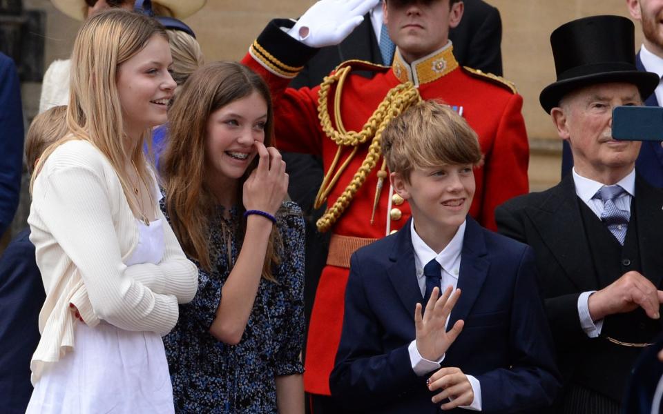 The Queen's grandchildren Eliza Lopes, Freddy Parker Bowles and Lola Parker Bowles