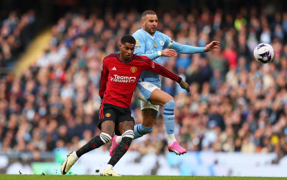 Marcus Rashford (L) Kyle Walker (R) - Phil Foden's surpasses Erling Haaland and Kevin De Bruyne as Man City's new MVP with derby heroics