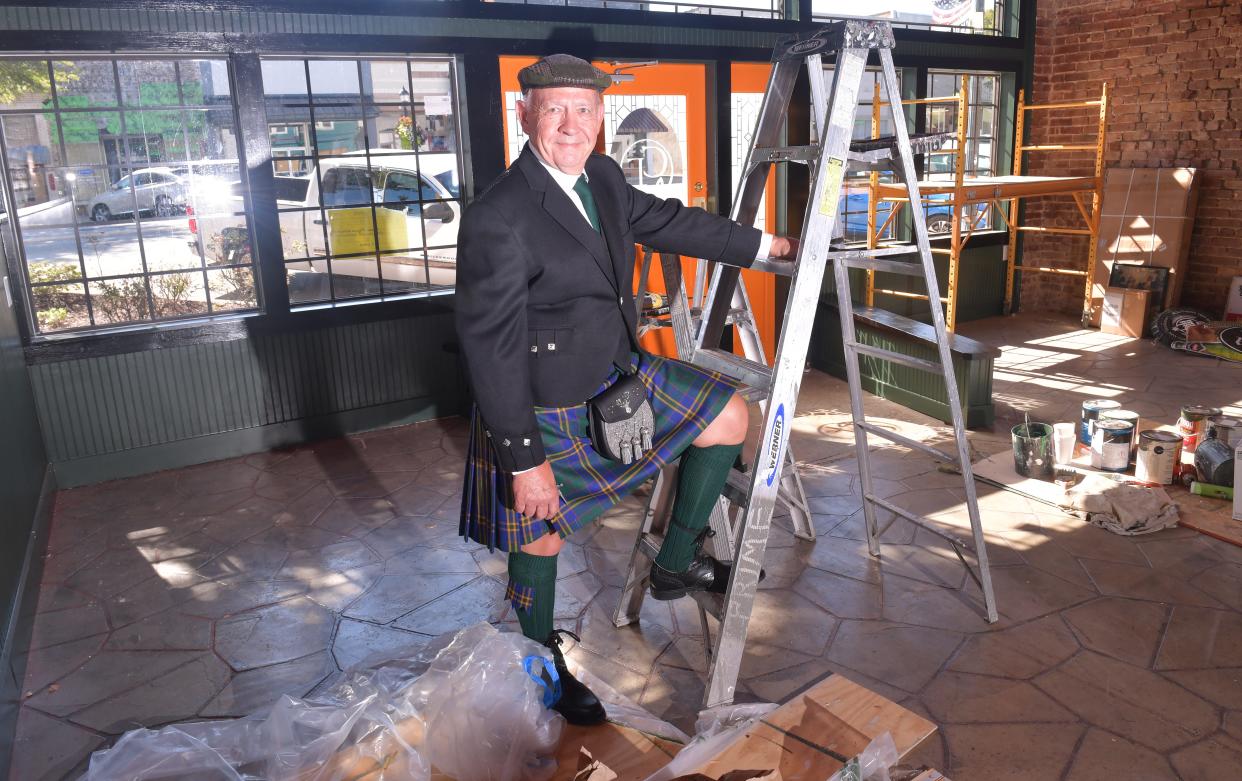 Charles Sutter is one of the partners of Conner Flynn's; a new Irish Pub coming soon to downtown Woodruff. Sutter dressed in an Irish Knit for the event.