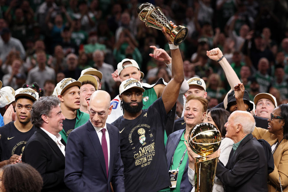 Jaylen Brown edged out Jayson Tatum to claim NBA Finals MVP honors on Monday night