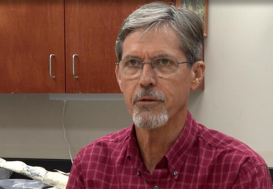 PHOTO: Eddie Templeton, the man who found the fossil, talks to WAPT. (WAPT)