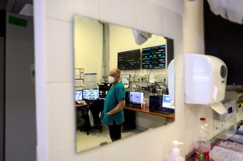 Medical staff work at the coronavirus disease (COVID-19) ward at Hadassah Ein Kerem Hospital, in Jerusalem