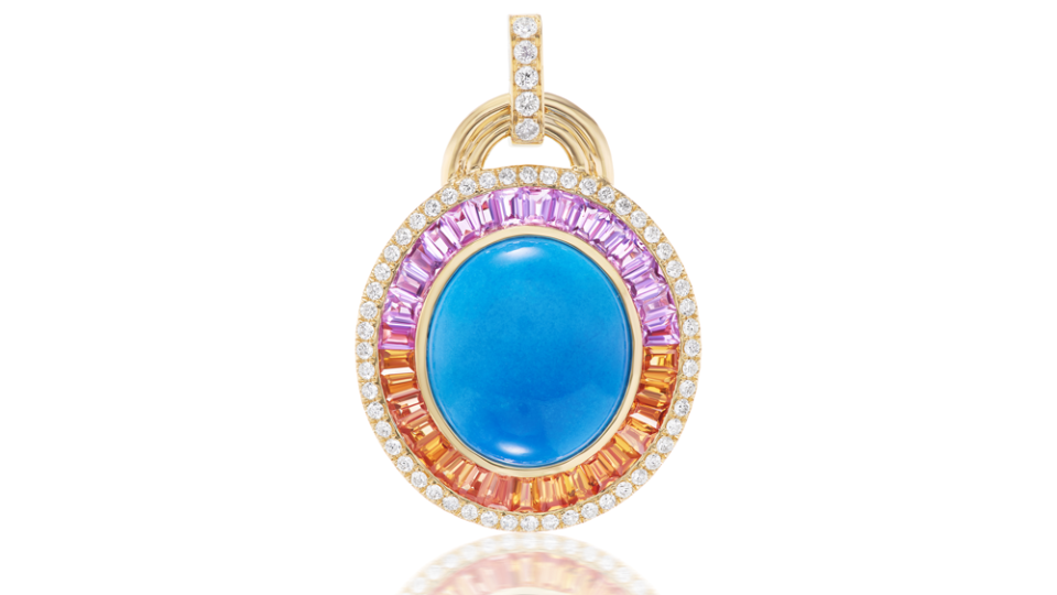 Sorrellina Ceruleite, Diamond and Multi-Colored Gem Pendant