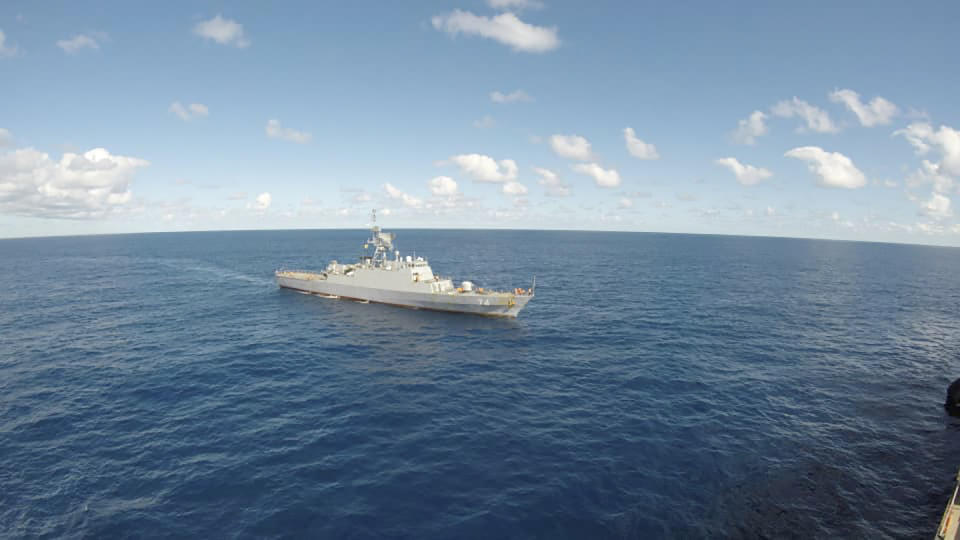 In this photo released Thursday, June 10, 2021, by the Iranian army, an Iranian warship moves in the Atlantic Ocean. Iran has dispatched two warships to the Atlantic Ocean, a rare mission to demonstrate the country's maritime power, state TV reported Thursday, without specifying the vessels' final destination. (Iranian Army via AP)