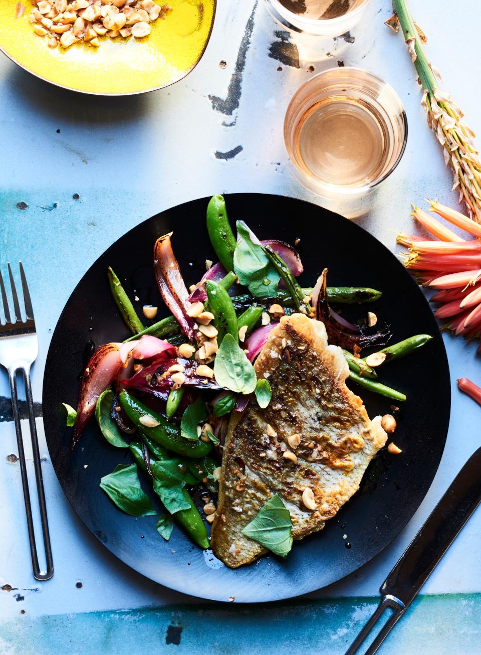 Snapper with Blistered Bean Salad and Chile Vinegar