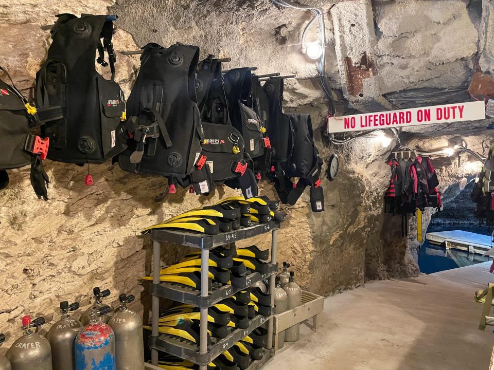 Gear filled the tunnel to the hot spring.