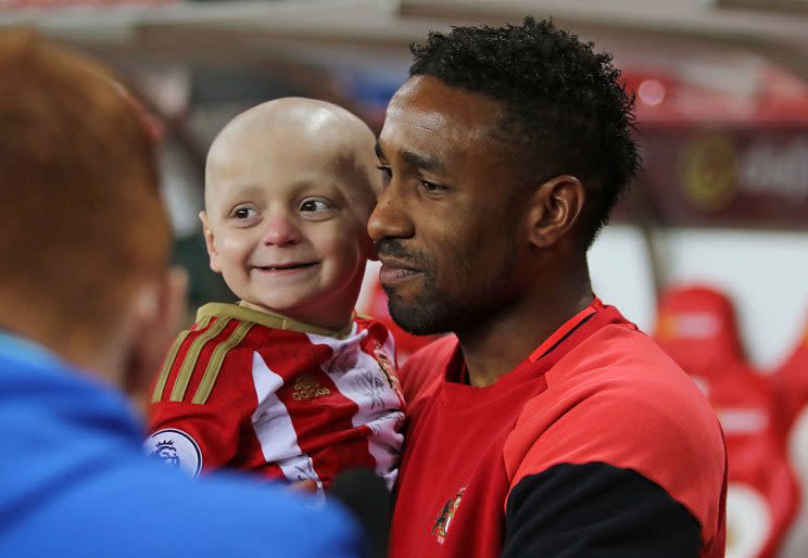 Bradley Lowery alongside close friend Jermain Defoe (Picture: Ian Horrocks/Sunderland AFC via Getty Images)