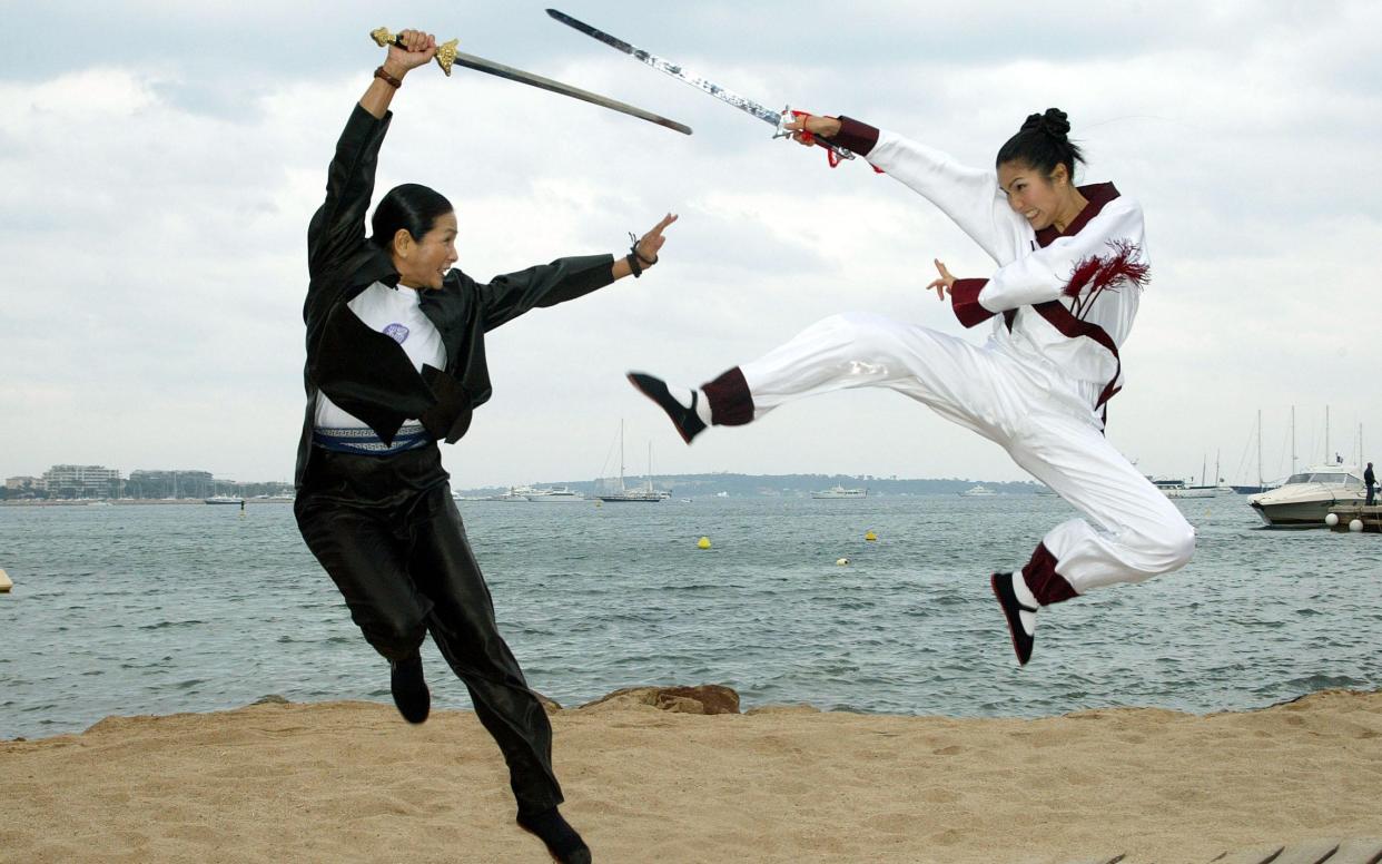 Cheng Pei-Pei, left, and her daughter Marsha Yuan, at the Cannes Film Festival in 2002