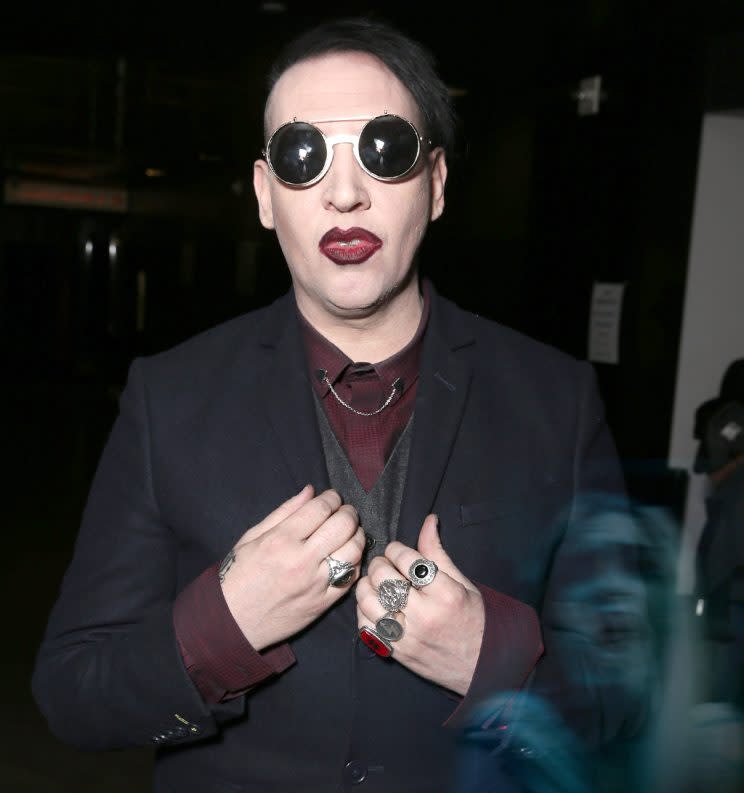 HOLLYWOOD, CA - OCTOBER 03: Marilyn Manson attends the Premiere Of Drafthouse Films' 