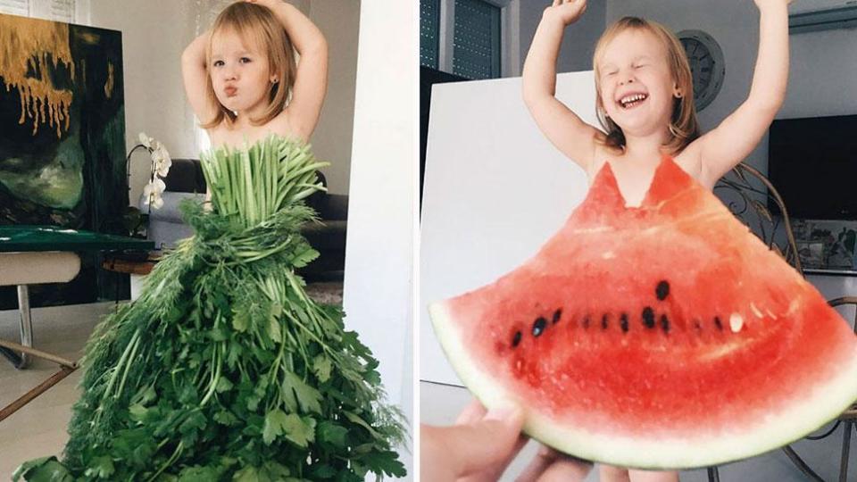 Mum posts hilarious photos of daughter wearing food