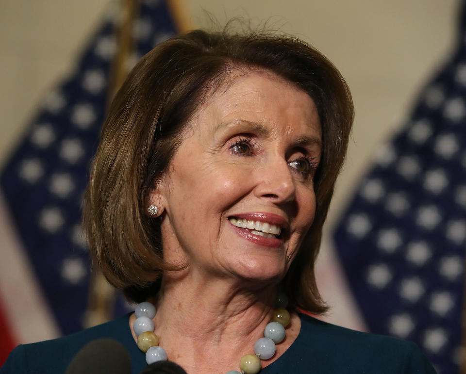 House Minority Leader Nancy Pelosi (D-Calif.) speaks to the media after winning the House Democratic leadership election on Nov. 30, 2016.