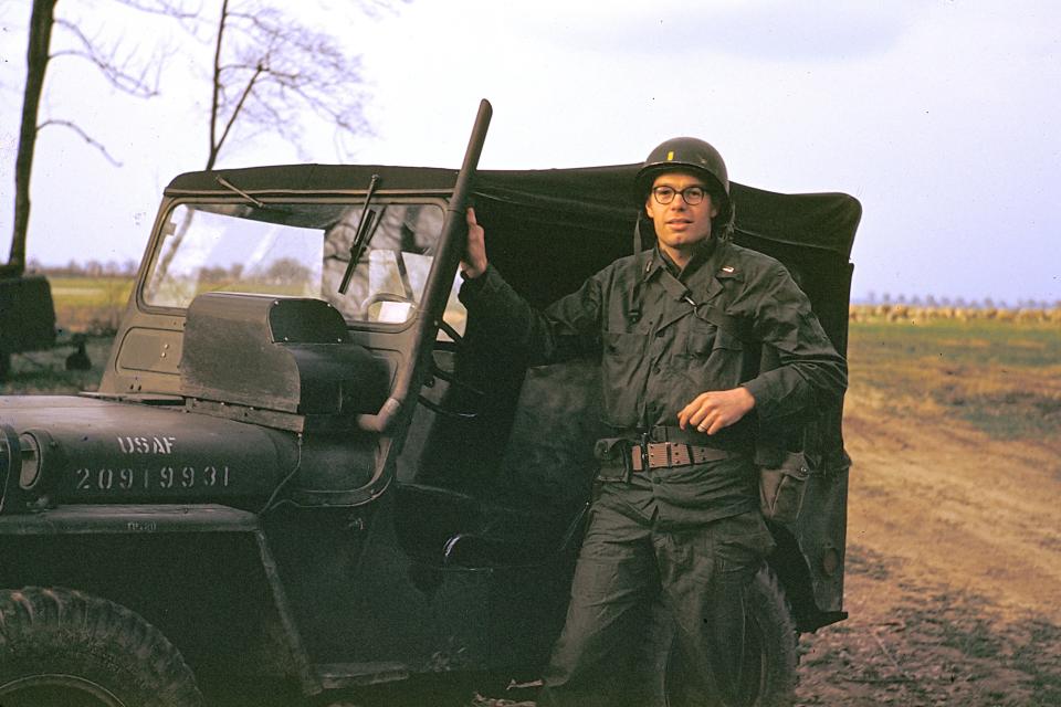 Mr. Dreyfoos with his jeep in Germany in 1956.