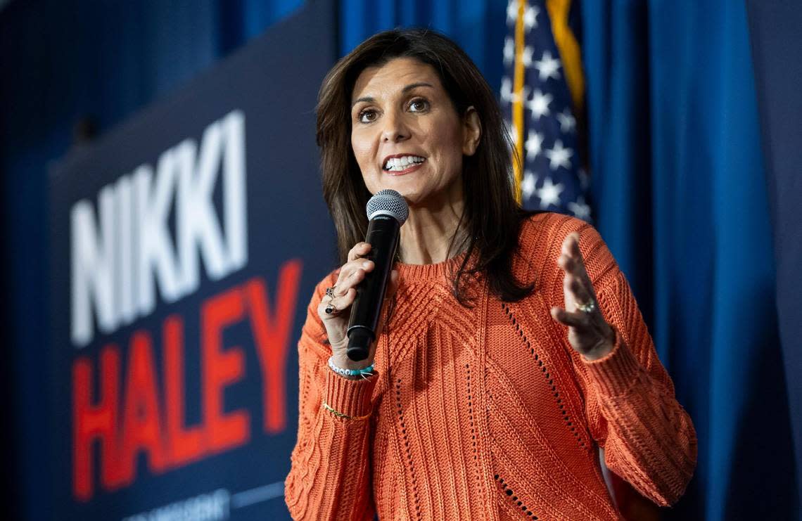 File art: Former United Nations Ambassador Nikki Haley speaks during her rally at The Artisan hotel on Monday, Jan. 22, 2024, in Salem, New Hampshire. MATIAS J. OCNER/mocner@miamiherald.com