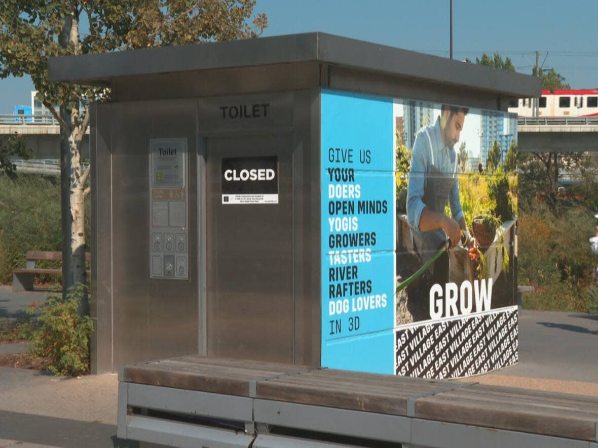 The self-cleaning public toilets in Calgary's East Village have been in place for more than a decade. (Helen Pike/CBC - image credit)