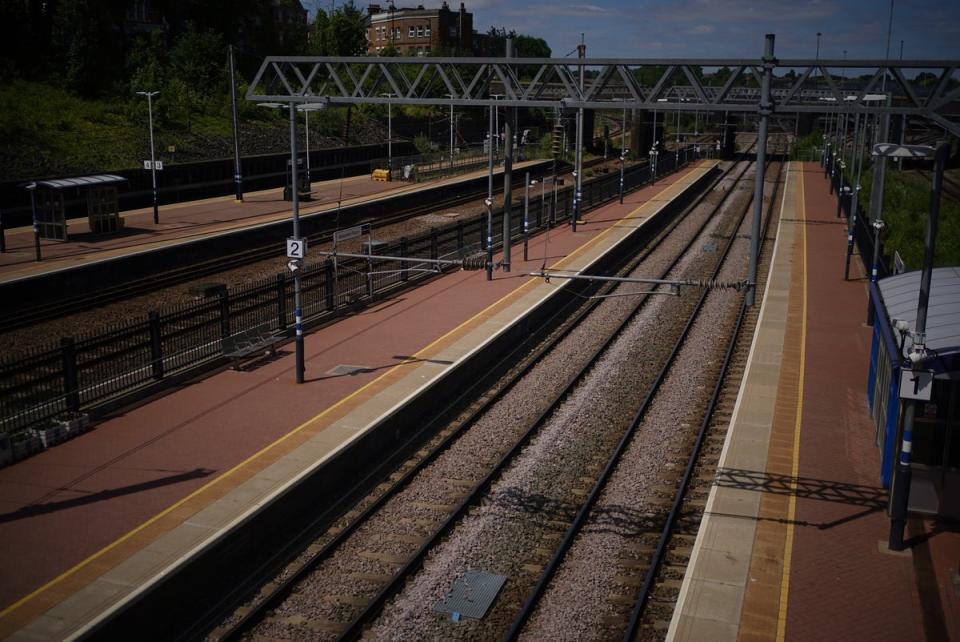 A deserted Alexandra Palace railway station (Yui Mok/PA) (PA Wire)