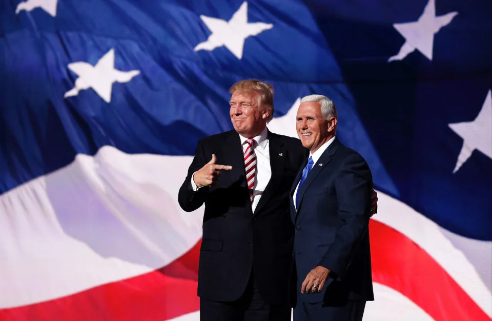 Donald Trump and Mike Pence at the Republican National Convention in Cleveland in 2016 (Chip Somodevilla / Getty Images file )