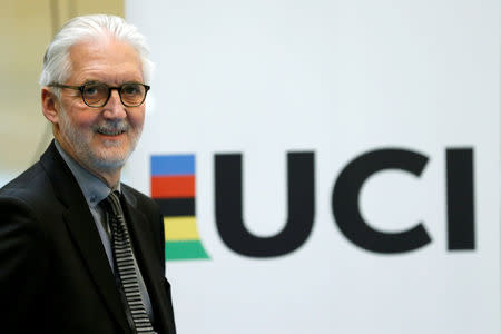 Britain's Brian Cookson, President of International Cycling Union (UCI) attends a media event on motor detection in Aigle, Switzerland May 3, 2016. REUTERS/Denis Balibouse