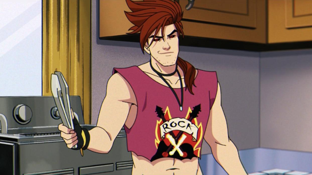  Gambit wearing crop top in X-Men '97. 