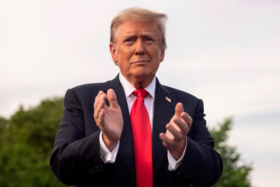 PHOTO: Republican presidential candidate former President Donald Trump arrives at a campaign rally in the south Bronx, May 23, 2024, in New York. (Yuki Iwamura/AP)