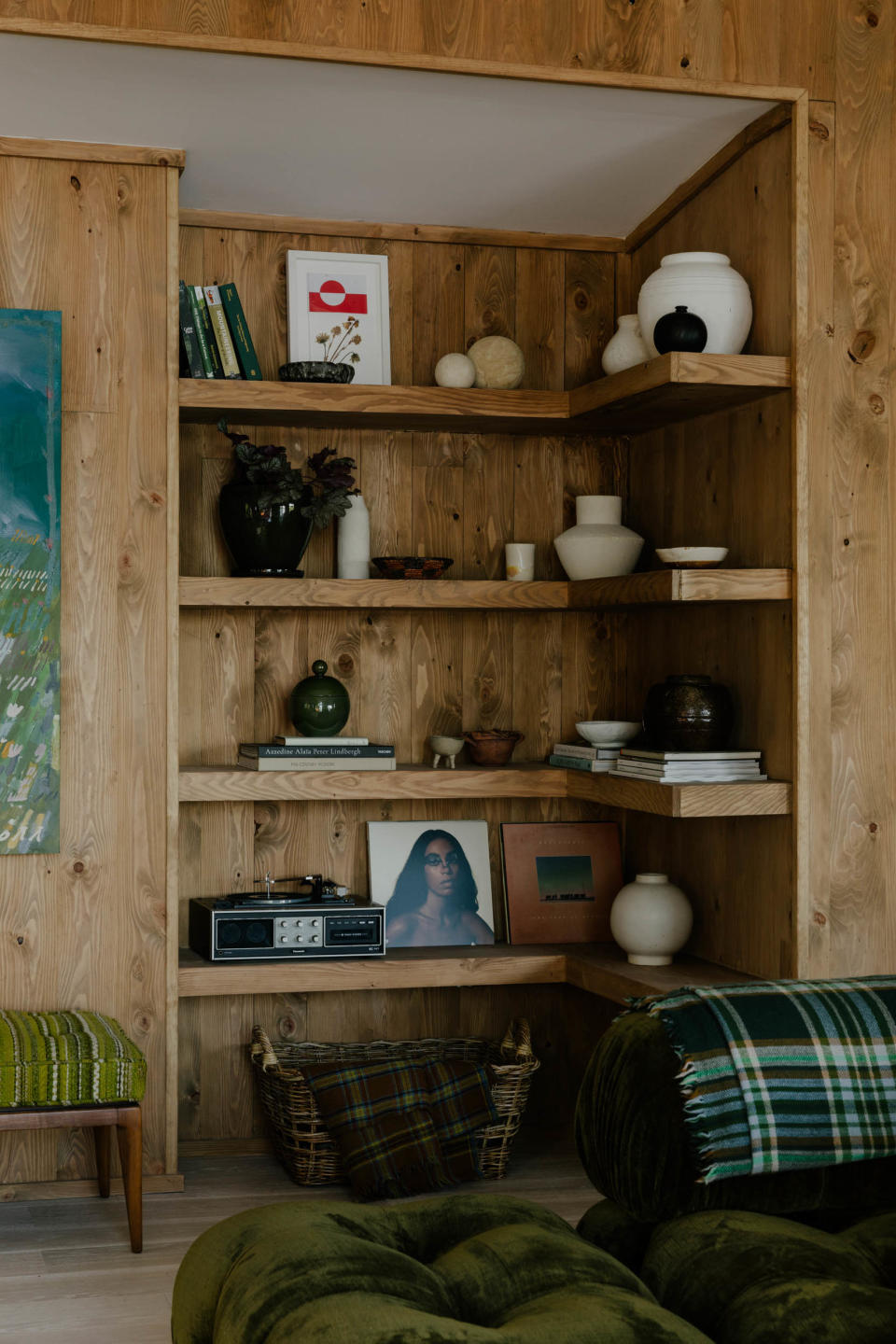 Cozy nooks with custom built-ins offer opportunities to show off personal items.