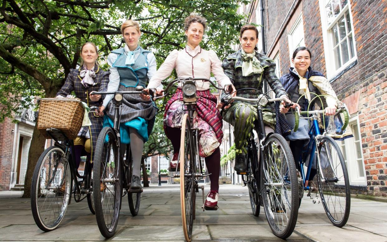 A sociologist has recreated Victorian cycle wear, and tested the designs on vintage bicycles - Charlotte Barnes