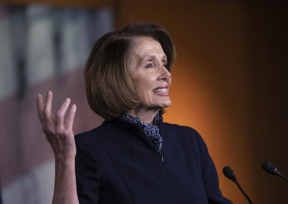 House Democratic leader Nancy Pelosi of California holds a news conference at the Capitol in Washington, Thursday, Dec. 13, 2018. Pelosi has all but ensured she will become House speaker next month, quelling a revolt by disgruntled younger Democrats by agreeing to limit her tenure to no more than four additional years in the chamber's top post. (AP Photo/J. Scott Applewhite)