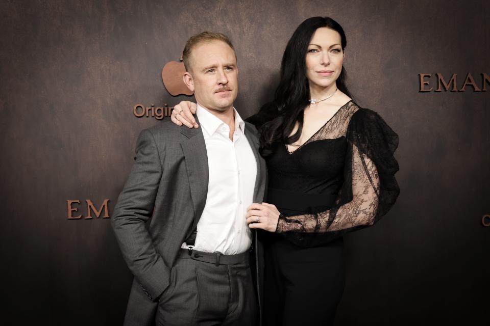 Ben Foster and Laura Prepon at the premiere of Apple Original Films' "Emancipation" on November 30, 2022