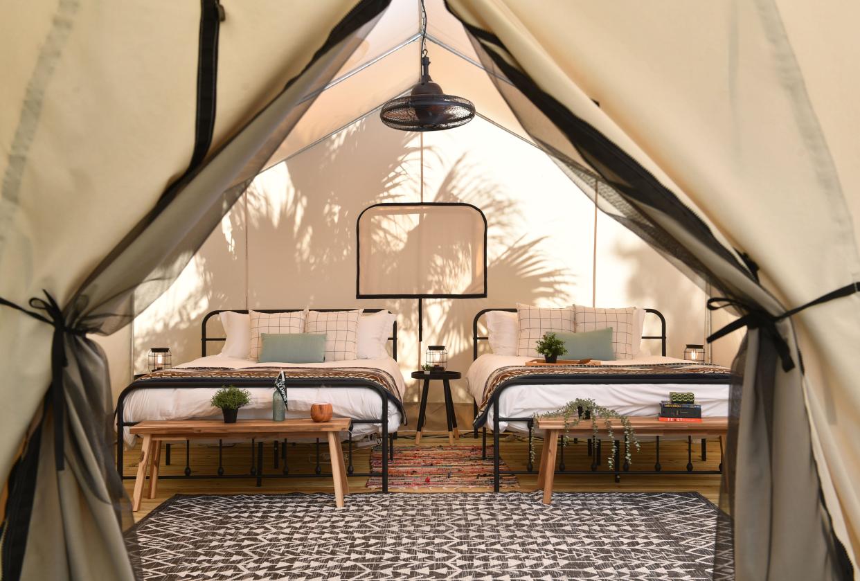 Glamping combines the chance to connect with nature and amenities like beds and electricity.