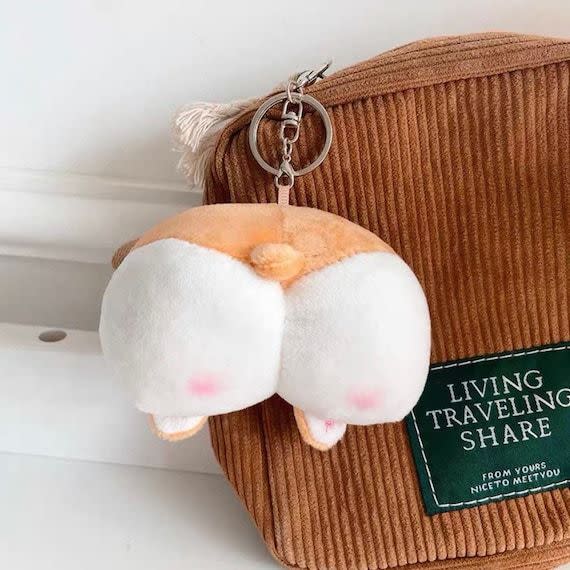 14) Cute and Funny Corgi Butt Accessory Plush Toy Key Chain