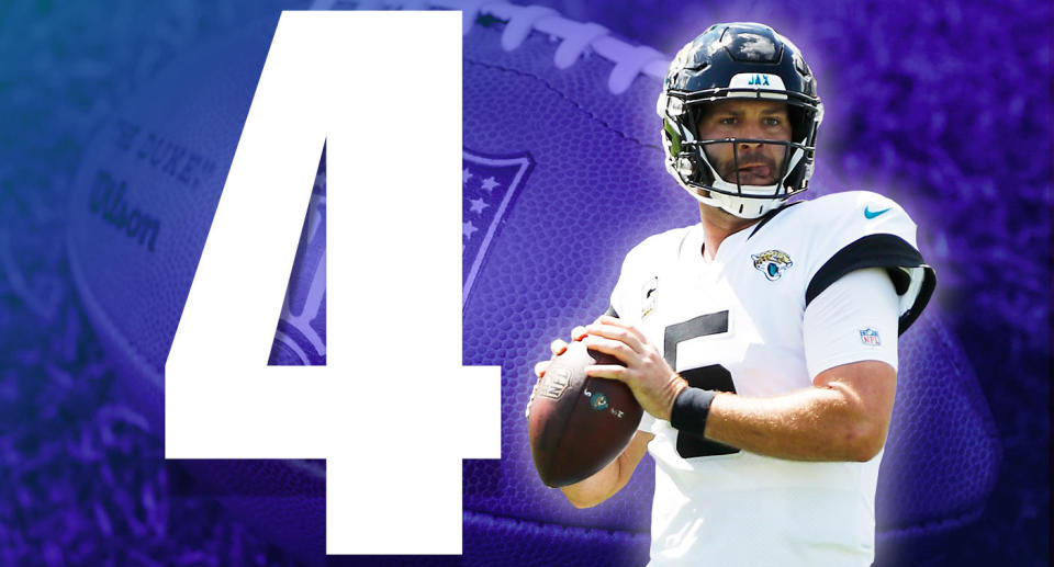 <p>It’s impossible to believe that the Blake Bortles we saw play so well against the Patriots and the Bortles that averaged 4.6 yards per attempt and led his team to six points at home against the Titans on Sunday is even the same guy. (Blake Bortles) </p>
