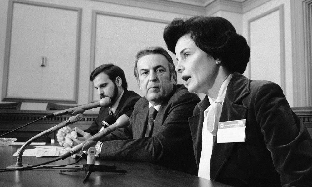 Dianne Feinstein, as San Francisco mayor, at a news conference in Washington DC in January 1979 to promote action for handgun control.