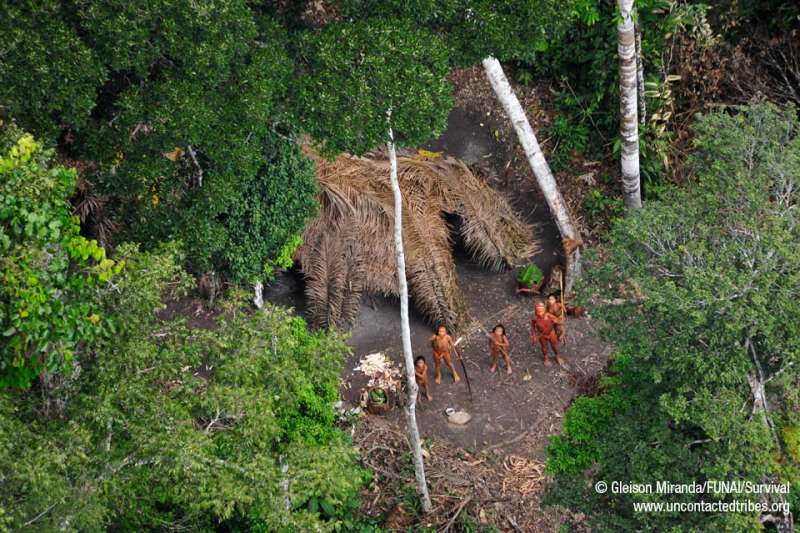 巴西印地安人基金會拍攝到的原始部落居民。（圖/FUNAI）